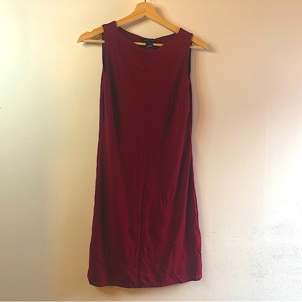 Ann Taylor Wine Sheath Dress (Size: 4 P)